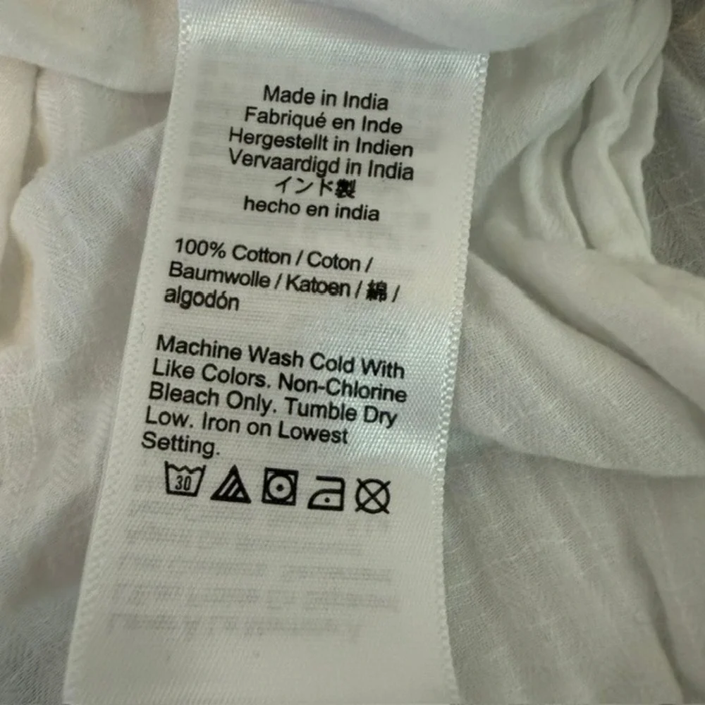 J.Crew Soleil Gauzy Cotton Pants Wide Leg Tie Waist Elastic White Large